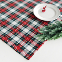 Christmas plaid red green white woven tablecloth / 100x100 cm - 2