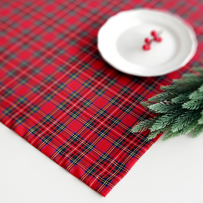 Christmas plaid red green woven tablecloth / 100x100 cm - 2