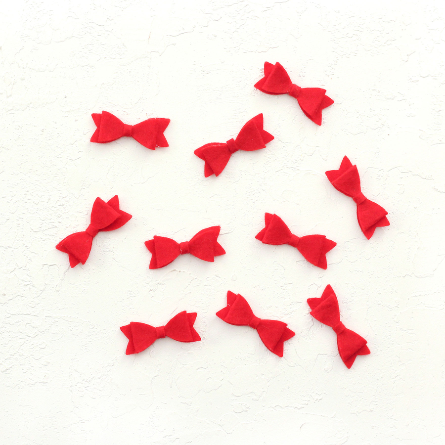 Felt motif, bow / Red (100 pcs) - 1