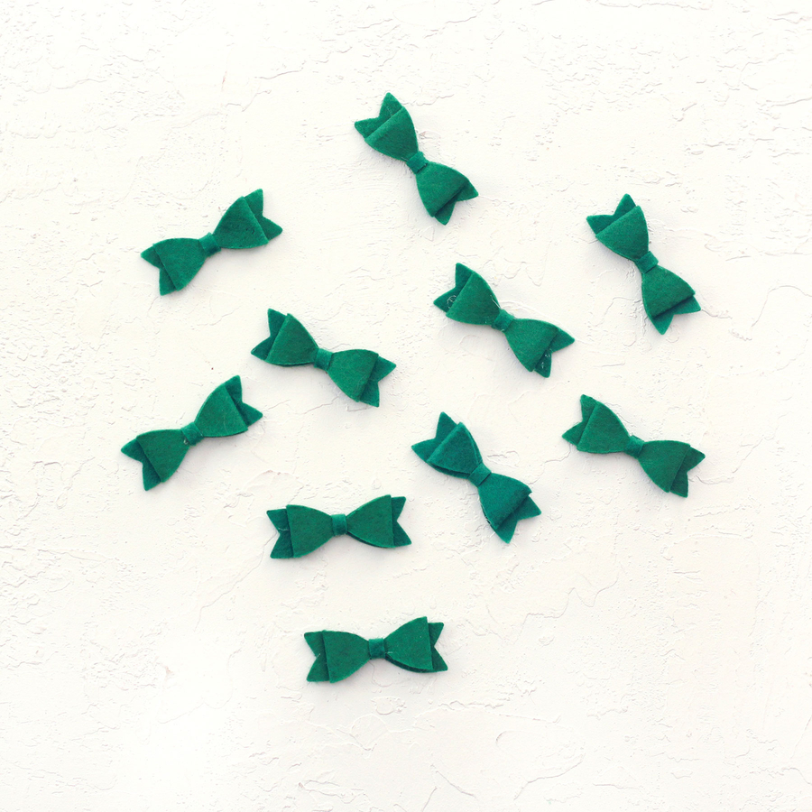 Felt motif, bow / Green (10 pcs) - 1