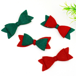 Felt motif, bow / Green (100 pcs) - 2