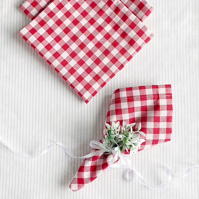 Red checkered cloth napkin, 40x40 cm / 12 pcs - 1