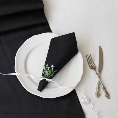 Black Ottoman silk napkin, 40x40 cm / 12 pcs - 1