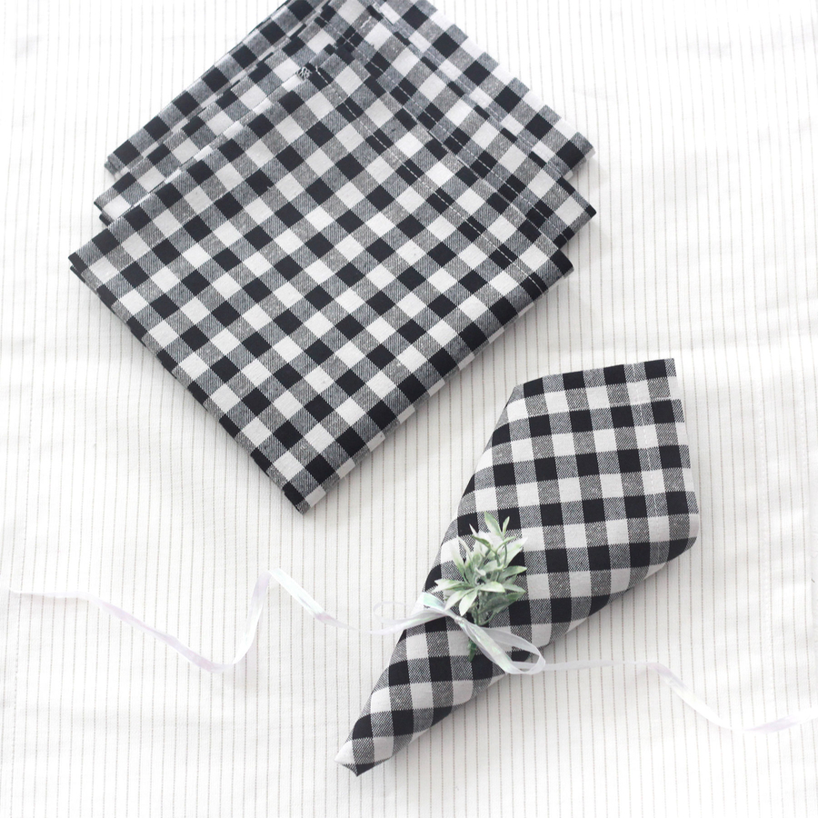 Black checked cloth napkin, 40x40 cm / 12 pcs - 3