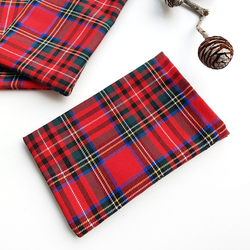 Red green plaid fabric pouch, 10x15 cm / 10 pcs - 2