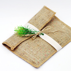 Jute envelope with ribbon, 14x19 cm / 10 pcs - 2