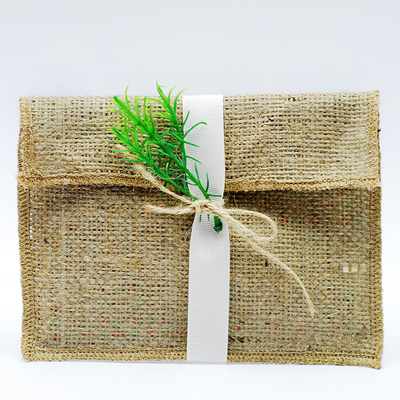 Jute envelope with ribbon, 14x19 cm / 10 pcs - 3