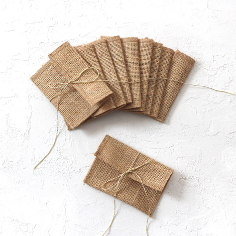 Small jute envelope, 7x10 cm / 10 pcs - Bimotif