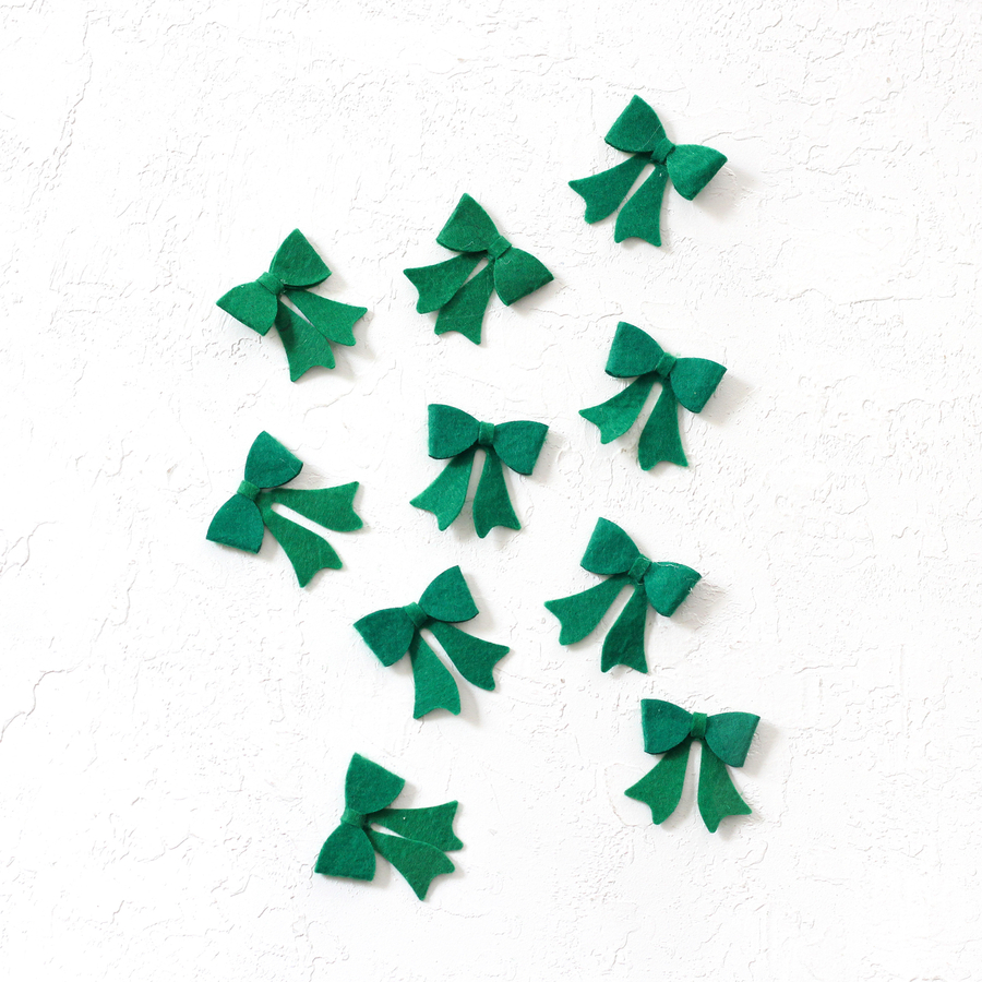 Felt motif, bow, tailed / Green (10 pcs) - 2