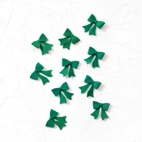 Felt motif, bow, tailed / Green (100 pcs) - 2