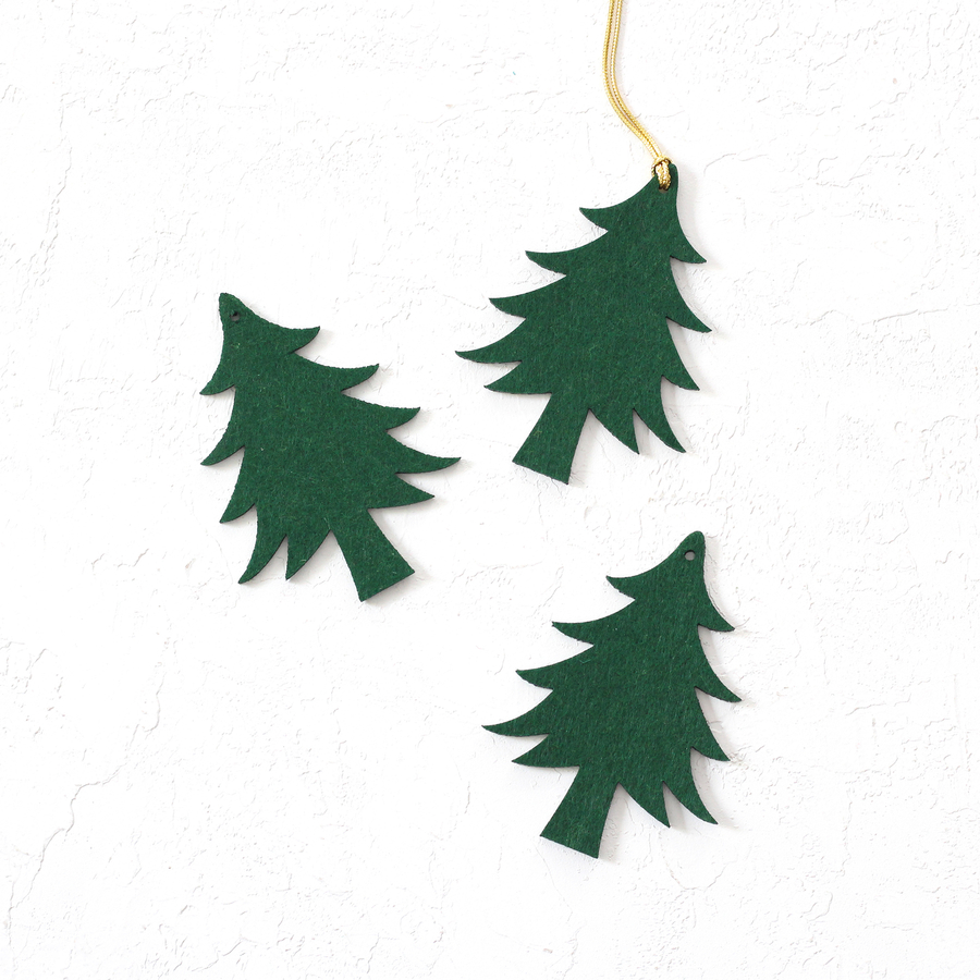 Felt motif, pine tree, green / 3 pcs - 1