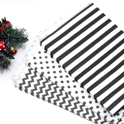 Patterned paper bag, white-black / Striped (11x20 - 10 pcs) - 3