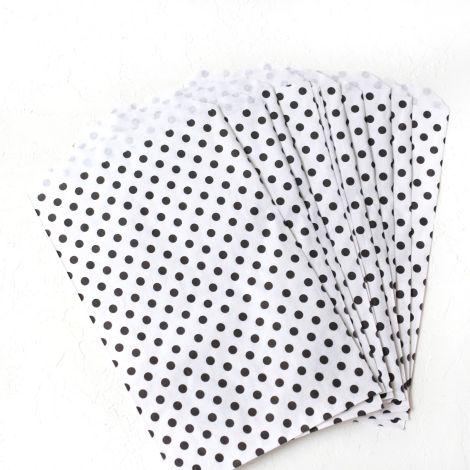 Patterned paper bag, white-black / polka dot (18x30 - 10 pcs) - 2