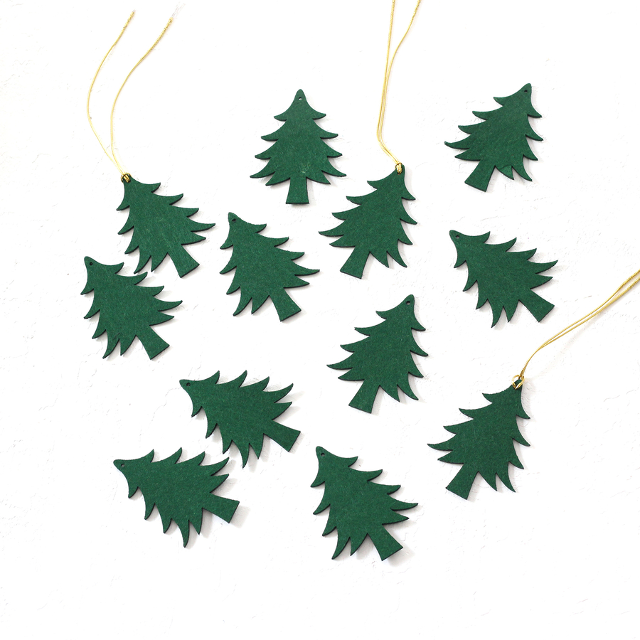 Felt motif, pine tree, green / 12 pcs - 1