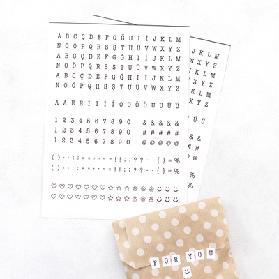 White letter-number sticker set, 8x10 mm / 2 sheets - 1