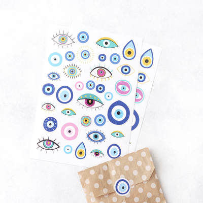 Shaped sticker, evil eye, 1.5x5.5 cm / 2 sheets - 1