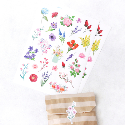 Shaped sticker, flowers, 1.5x5.5 cm / 2 sheets - 1