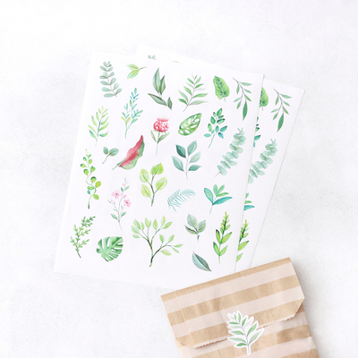 Shaped sticker, leaves, 1.5x5.5 cm / 2 sheets - 1