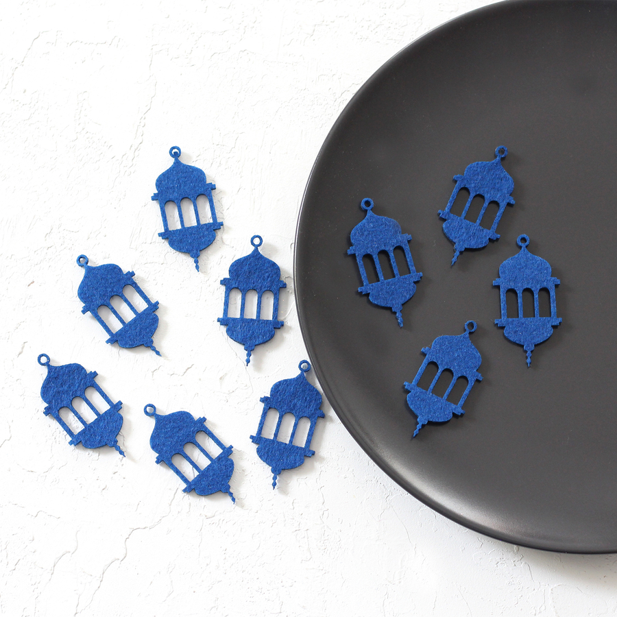 Felt lantern ornament / 10 pcs / Midnight Blue - 2