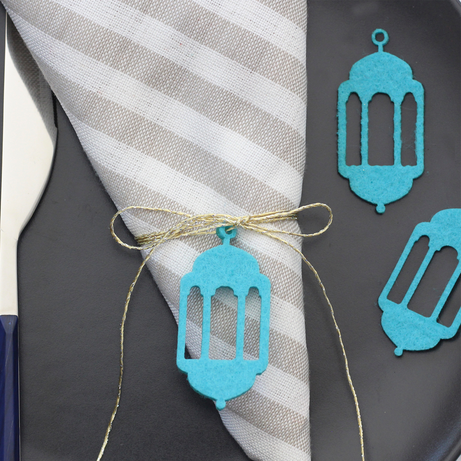 Felt lantern ornament / 10 pcs / Turquoise - 1