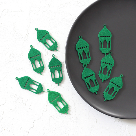 Felt lantern ornament / 10 pcs / Green - 2