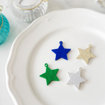 Felt star ornament / 10 pcs / Midnight Blue - 3