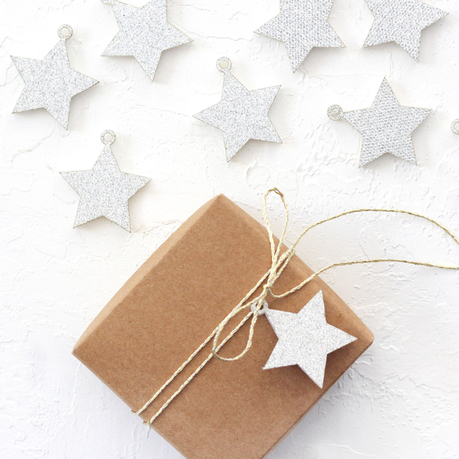 Felt star ornament / 10 pcs / Silver - 1