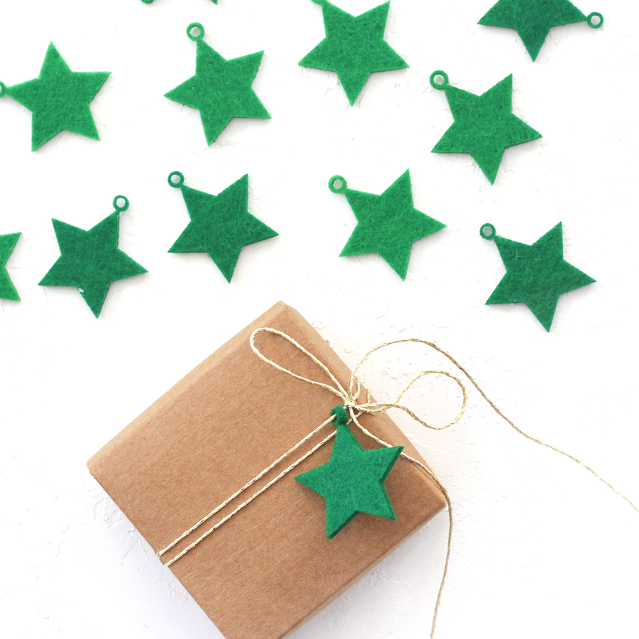 Felt star ornament / 10 pcs / Green - 1