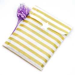 Patterned paper bag, white-gold / polka dot (18x30 - 100 pcs) - 3