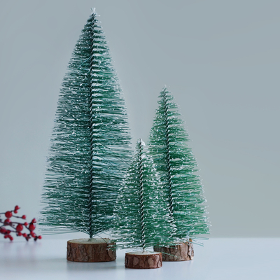 Miniature Christmas snowy pine tree set of 3 - 1