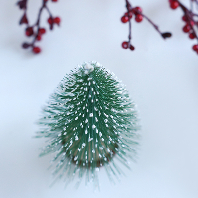 Miniature Christmas snowy pine tree set of 3 - 3