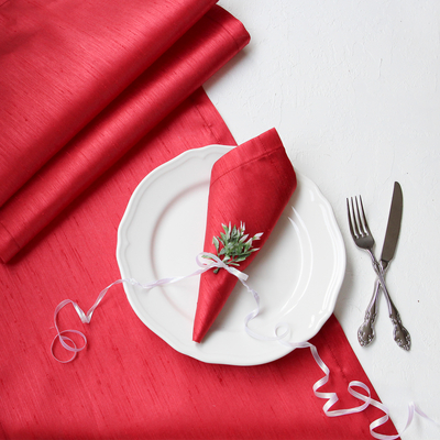 Red Ottoman silk napkin, 40x40 cm / 4 pcs - 1