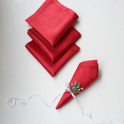 Red Ottoman silk napkin, 40x40 cm / 4 pcs - 2