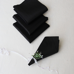 Black Ottoman silk napkin, 40x40 cm / 4 pcs - Bimotif (1)