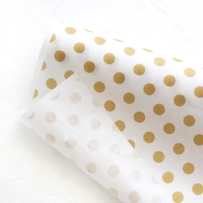 Wrapping paper, metallic polka dot, 70x100 cm / 20 pcs (Gold) - 2