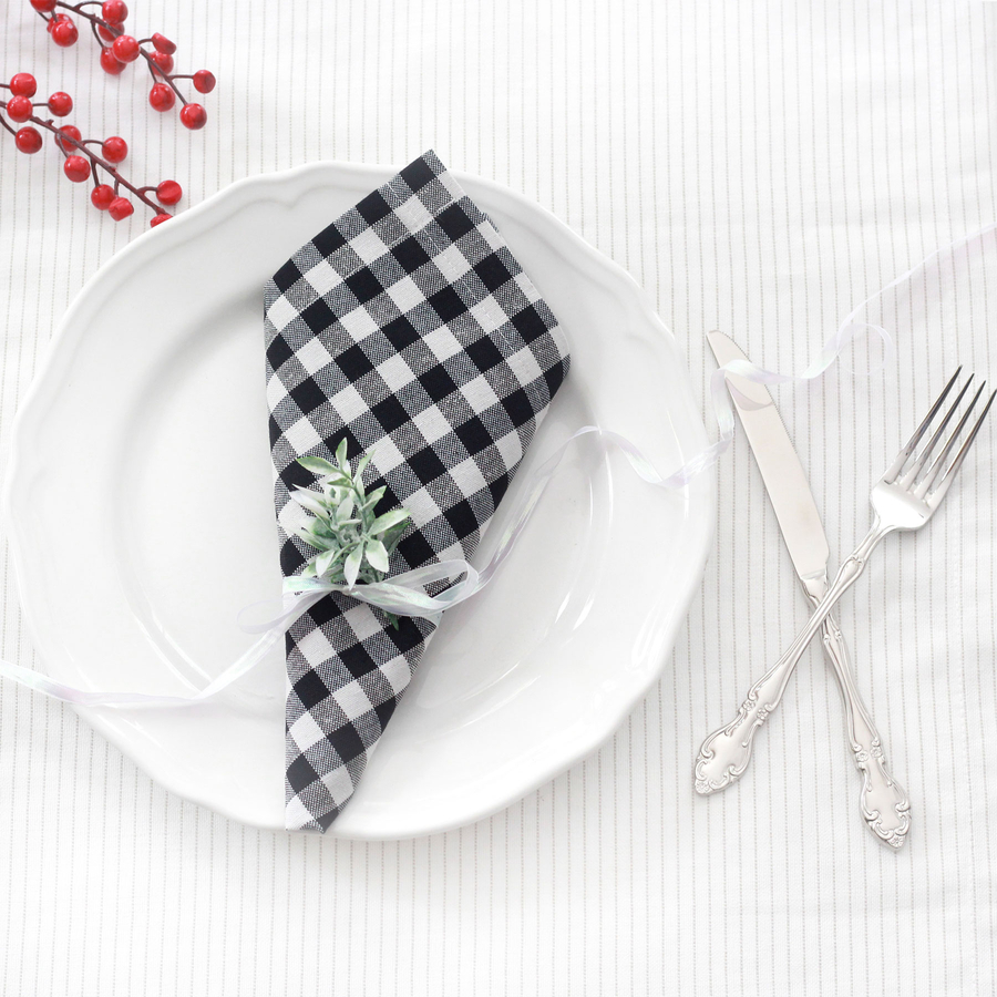 Black checked cloth napkin, 40x40 cm / 4 pcs - 1