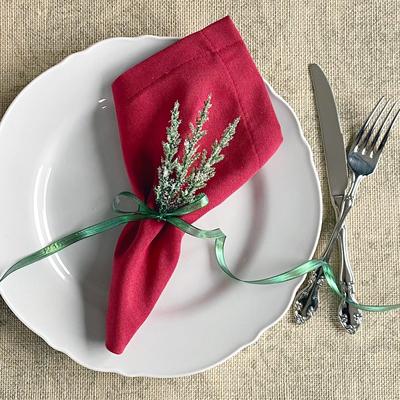 Red cloth napkin, 40x40 cm / 4 pcs - 3