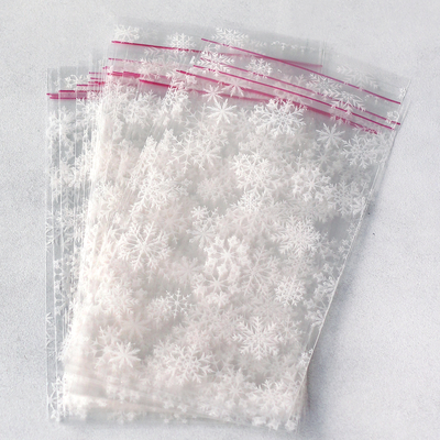 Clear Bag with snow pattern, adhesive / 10x20 cm (1000 pcs) - 1