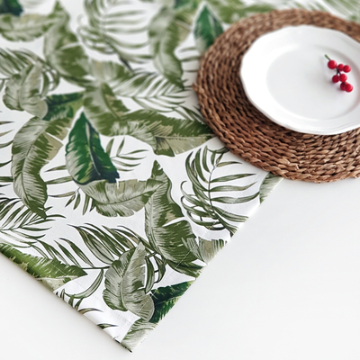 Leaf tablecloth, green / 140x140 cm - 1