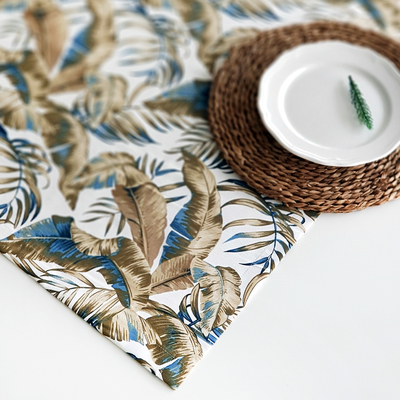 Leaf tablecloth, blue / 140x200 cm - 1