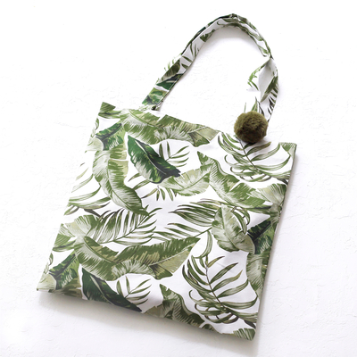 Leaf patterned Duck fabric tote bag - 2