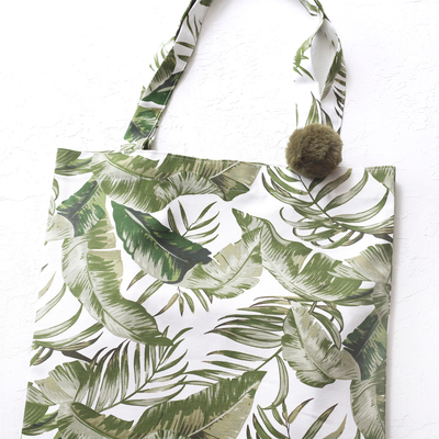 Leaf patterned Duck fabric tote bag - 3