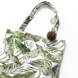 Leaf patterned Duck fabric tote bag - 4