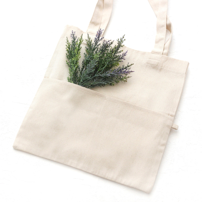 Cotton gabardine tote bag with twin pockets - 4