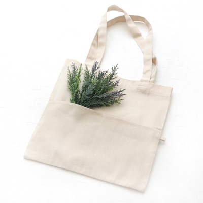 Cotton gabardine tote bag with twin pockets - 6