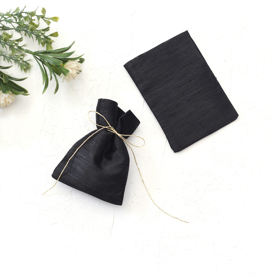 Black Ottoman silk pouch, 9x12 cm / 10 pcs - 2