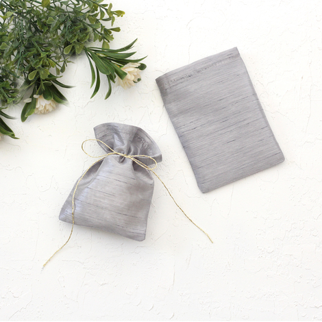 Grey Ottoman silk pouch, 9x12 cm / 10 pcs - 2