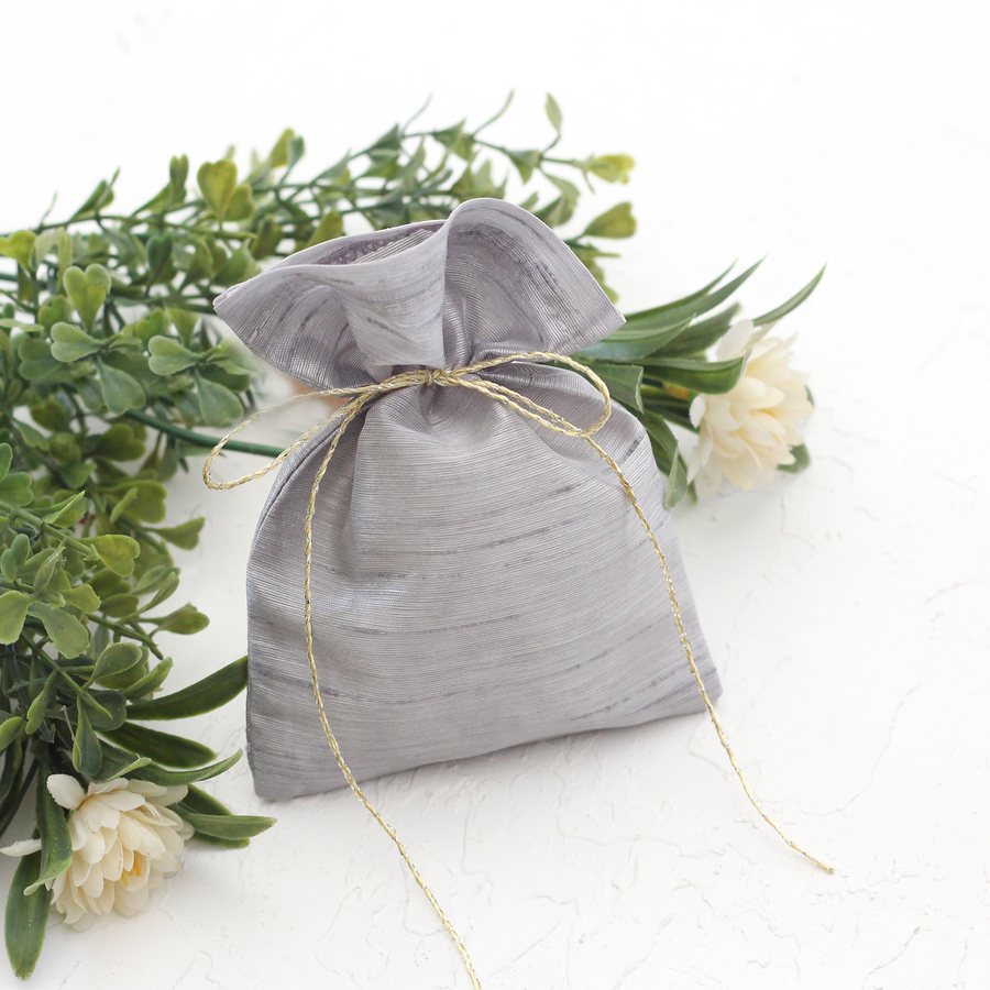 Grey Ottoman silk pouch, 9x12 cm / 10 pcs - 1