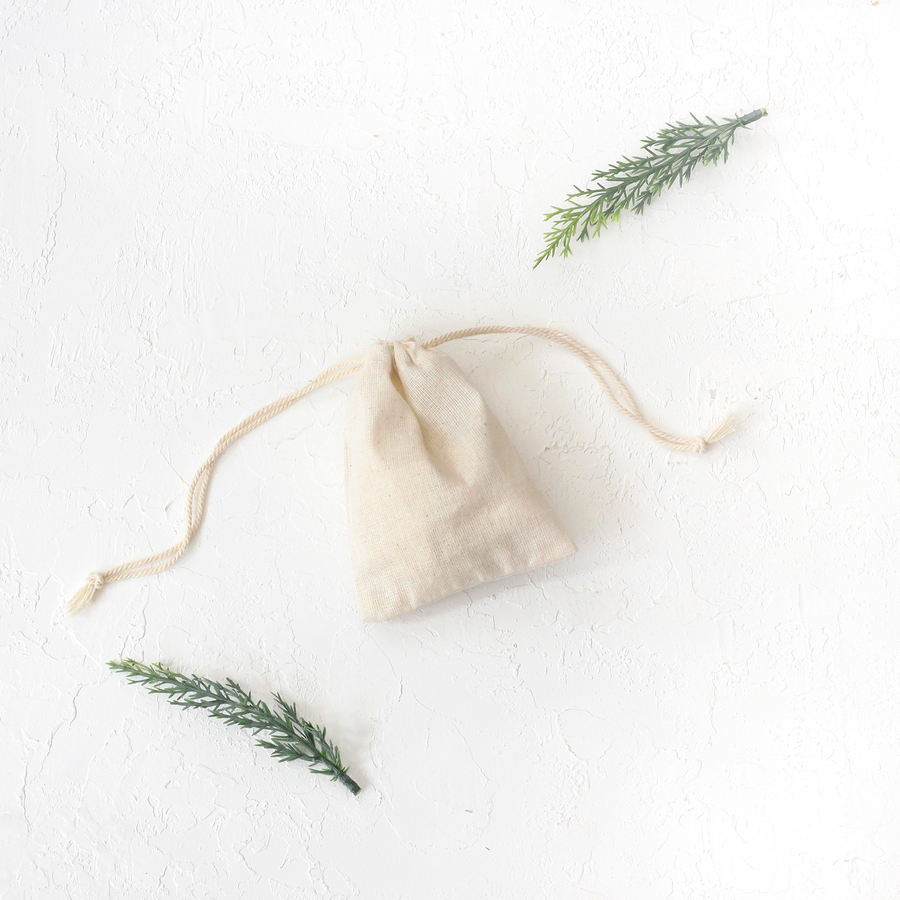 Cream raw cloth pouch with drawstring, 9x12 cm / 10 pcs - 1