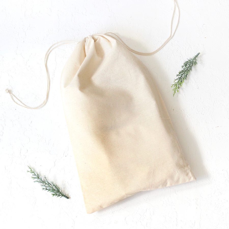 Cream raw cloth pouch with drawstring, 25x40 cm / 10 pcs - 1